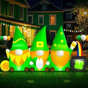 St Patricks Day Inflatables Outdoor Decor with Leprechauns and Rainbows